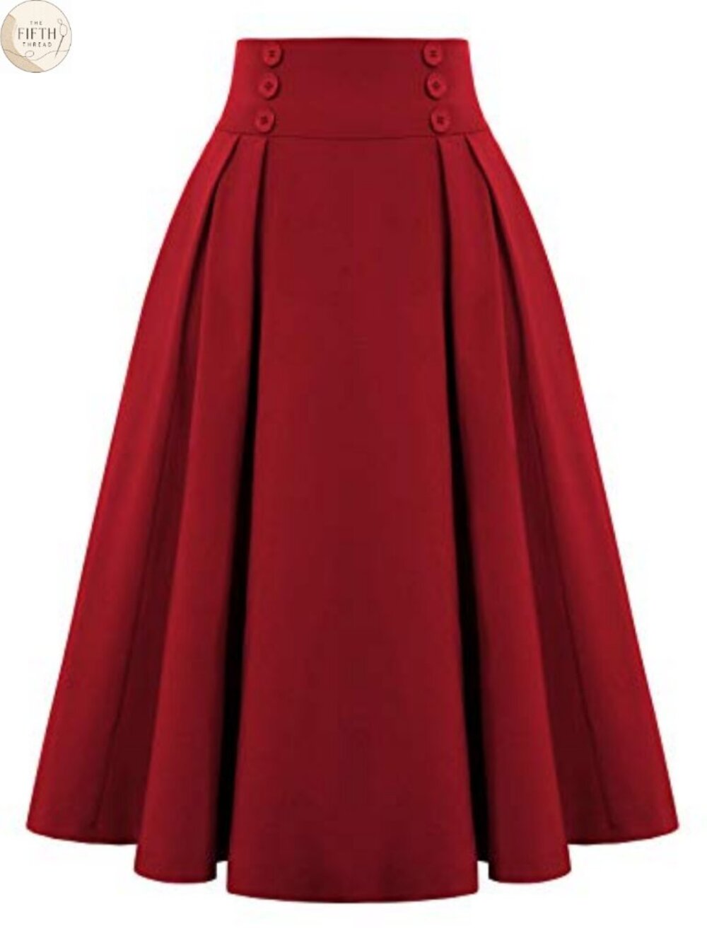 Midi Pleated A-Line Skirt with Pockets Elastic Waist Casual